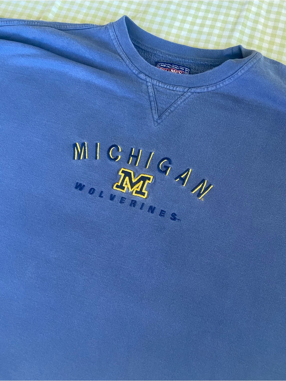 Champs Michigan Wolverines Blue/Grey Crewneck Sweatshirt with Gold Logo